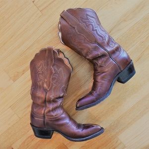 LUCCHESE 2000 Dark Brown Leather Boots - Size 5.5B